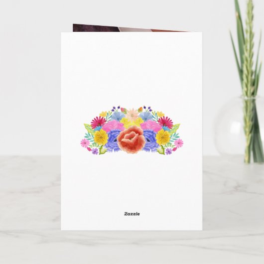 Carte De Remerciements Aquarelle Florale espagnole Fiesta Quinceañera Pho (Dos)