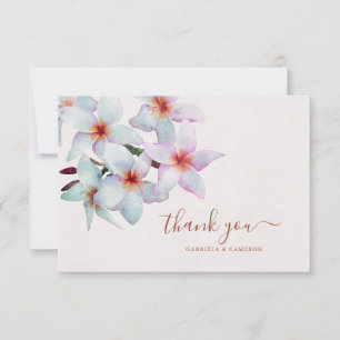Carte De Remerciements Aquarelle Florale Frangipani Mariage en terre cuit