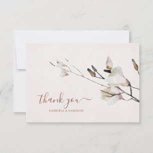 Carte De Remerciements Aquarelle Florale Magnolia Terracotta