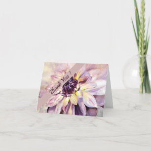 Carte De Remerciements Aquarelle florale mauve et pourpre dahlia