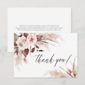 Carte De Remerciements Aquarelle Florale Pampas Grass Boho Mariage  (Devant / Derrière)