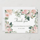 Carte De Remerciements Aquarelle florale rose (Devant)