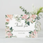 Carte De Remerciements Aquarelle florale rose (Debout devant)