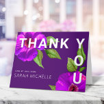 Carte De Remerciements Aquarelle florale rose Bat mitzvah violet moderne<br><div class="desc">Assurez-vous que votre Bat mitzvah préféré exprime sa reconnaissance à tous ceux qui ont soutenu son événement marquant! Envoyez cette invitation sophistiquée et personnalisée ! Une aquarelle chic, étonnante et violette rose avec un type de san serif moderne recouvre un arrière - plan de prune violet foncé. Personnalisez le texte...</div>