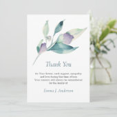 Carte De Remerciements Aquarelle florale Sympathie des funérailles vert-m (Debout devant)