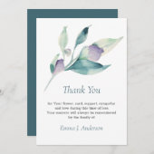 Carte De Remerciements Aquarelle florale Sympathie des funérailles vert-m (Devant / Derrière)