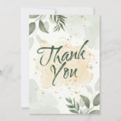 Carte De Remerciements Aquarelle florale verte (Devant)