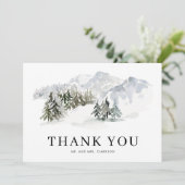 Carte De Remerciements Aquarelle Forêt neigeuse Bois Mariage d'hiver (Debout devant)