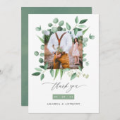 Carte De Remerciements Aquarelle Forêt verdure Eucalyptus Mariage (Devant / Derrière)