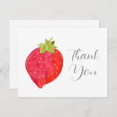 Carte De Remerciements Aquarelle fraise (Devant / Derrière)