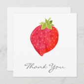 Carte De Remerciements Aquarelle fraise (Devant / Derrière)
