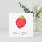 Carte De Remerciements Aquarelle fraise (Debout devant)