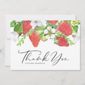 Carte De Remerciements Aquarelle Framboise et fleurs Graduation (Devant)