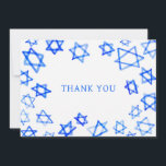 Carte De Remerciements Aquarelle Fun Blue Star de David Bar Bat mitzvah<br><div class="desc">Parfait plaisir Carte de remerciements à envoyer après un bat mitzvah, bar mitzvah ou autre célébration juive! L'aquarelle faite main pour vous sur le devant et le côté arrière vierge! ENTIÈREMENT PERSONNALISABLE ! Cliquez sur "Personnaliser" ci-dessus pour modifier le texte. Cliquez sur "modifier à l'aide de l'outil de conception" pour...</div>