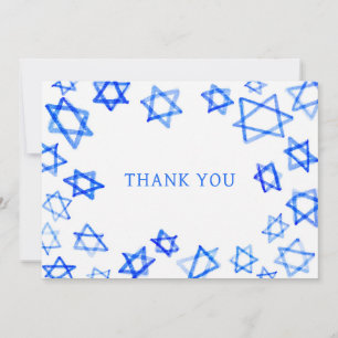Carte De Remerciements Aquarelle Fun Blue Star de David Bar Bat mitzvah
