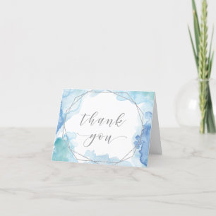 Carte De Remerciements Aquarelle géométrique Mariage argenté