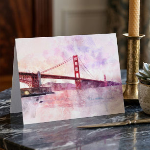 Carte De Remerciements Aquarelle Golden Gate Bridge à San Francisco
