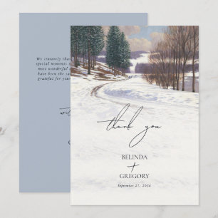 Carte De Remerciements Aquarelle Hiver Mariage paysage neige