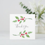 Carte De Remerciements Aquarelle Holly Sprigs (Debout devant)
