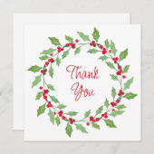 Carte De Remerciements Aquarelle Holly Wreath (Devant / Derrière)