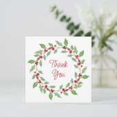 Carte De Remerciements Aquarelle Holly Wreath (Debout devant)