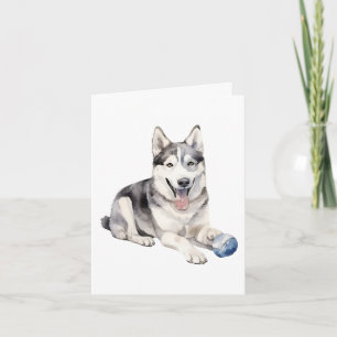 Carte De Remerciements Aquarelle Husky Chien