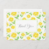 Carte De Remerciements Aquarelle Jaune Motif (Devant / Derrière)