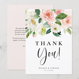 Carte De Remerciements Aquarelle Joli Mariage de fleurs de jardin