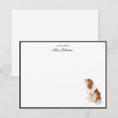 Carte De Remerciements Aquarelle King Charles Spaniel Flat (Devant / Derrière)