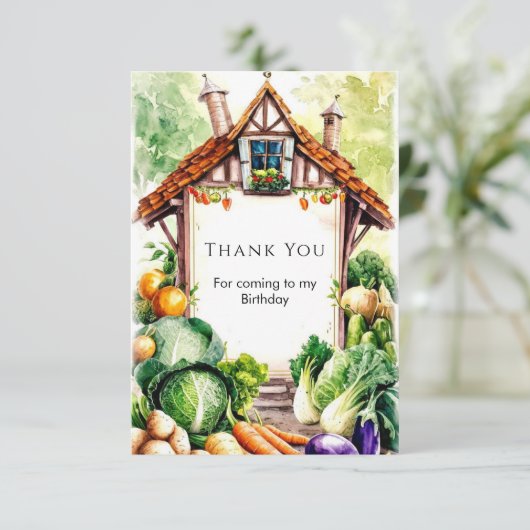 Carte De Remerciements Aquarelle Légumes Marché fermier d'anniversaire (Debout devant)