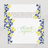 Carte De Remerciements Aquarelle Lemons Bleu Méditerranée (Devant / Derrière)