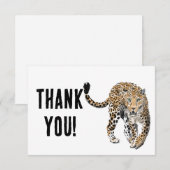 Carte De Remerciements aquarelle léopard jungle chat peint vert animal (Devant / Derrière)