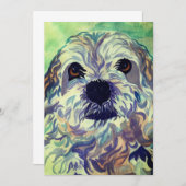 Carte De Remerciements Aquarelle Lhasa Apso (Devant / Derrière)