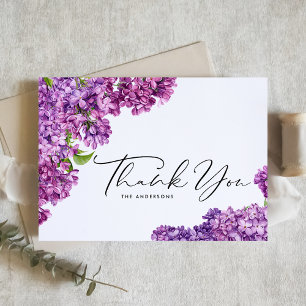 Carte De Remerciements Aquarelle Lilac Fleurs Mariage botanique