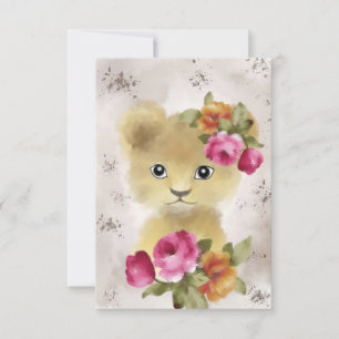 Carte De Remerciements Aquarelle Lion Baby Lion