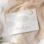 Carte De Remerciements Aquarelle Lune et Baby shower étoiles<br><div class="desc">Merci à vos invités baby showers pour leur présence à votre baby shower avec ces cartes,  avec des nuages d'aquarelle,  des étoiles,  et la typographie de lune et d'or. Personnalisez ou supprimez les champs de texte à l'intérieur de la carte avec l'option "Customiser plus".</div>