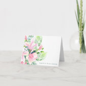 Carte De Remerciements Aquarelle Magnolia Fleur en rose Personnalisé (Devant)