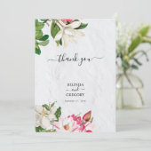 Carte De Remerciements Aquarelle Magnolia Fleurs Mariage (Debout devant)