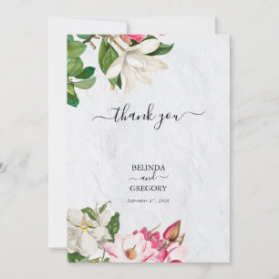 Carte De Remerciements Aquarelle Magnolia Fleurs Mariage