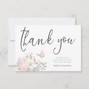 Carte De Remerciements Aquarelle Magnolias Stylish Script Photo
