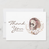 Carte De Remerciements Aquarelle maman et bébé Hérisson Woodland (Devant)