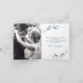Carte De Remerciements Aquarelle mariage bleu et blanc (Intérieur)
