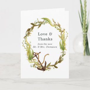 Carte De Remerciements Aquarelle Mariage d'algues marines