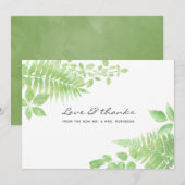 Carte De Remerciements Aquarelle Mariage de feuillage (Devant / Derrière)