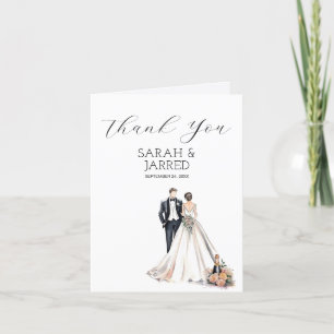 Carte De Remerciements Aquarelle Mariage des nouveaux mariés