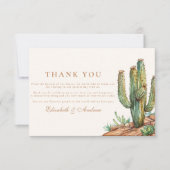 Carte De Remerciements Aquarelle Mariage paysage du désert de Cactus (Devant)