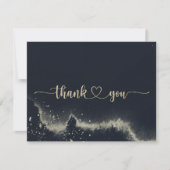 Carte De Remerciements Aquarelle Mariage plat Gold Splash (Devant)