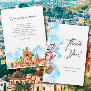 Carte De Remerciements Aquarelle Mariage rustique à San Miguel de Allende