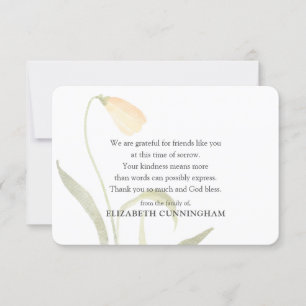 Carte De Remerciements Aquarelle Memorial Floral Botanical Modern Chic