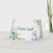 Carte De Remerciements Aquarelle mignonne Bébé Dinosaure 1er anniversaire (Dos)